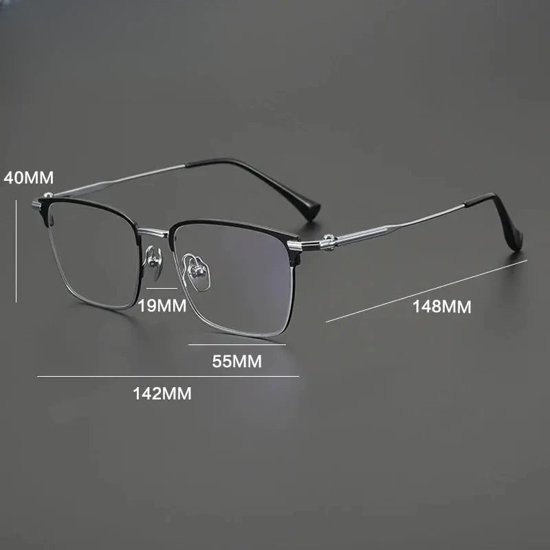 Unisex Square Full Rim Titanium Prescription Glasses Gxyj4010 — view 2 | Rx Spectacle