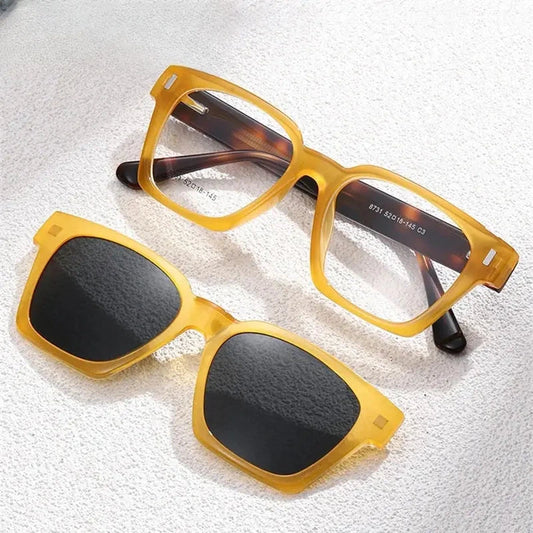 Unisex Square Full Rim Acetate Clip-On Prescription Glasses 938731 — view 1 | Rx Spectacle