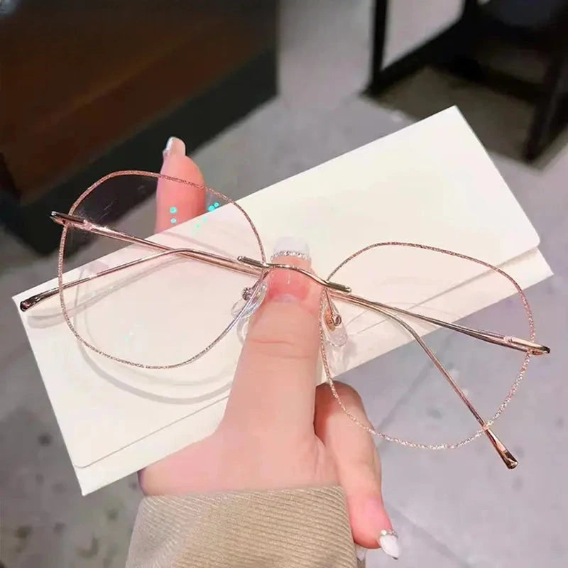 Women's Polygon Rimless Titanium Prescription Glasses 89254 — view 4 | Rx Spectacle