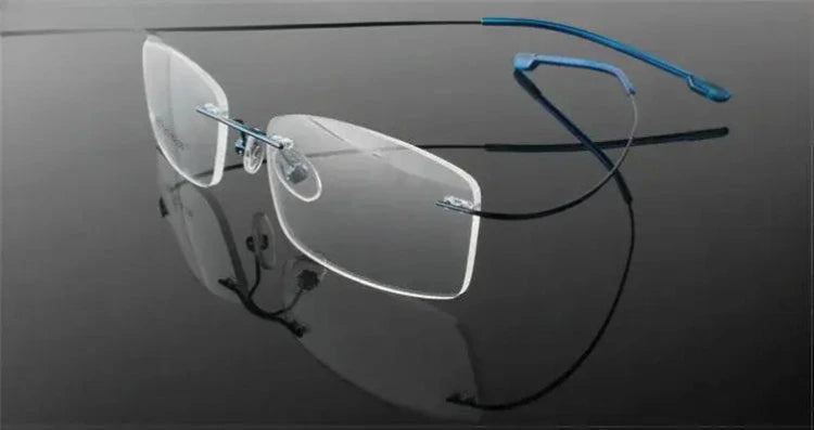 Women's Square Rimless Titanium Prescription Glasses 60749 — view 5 | Rx Spectacle