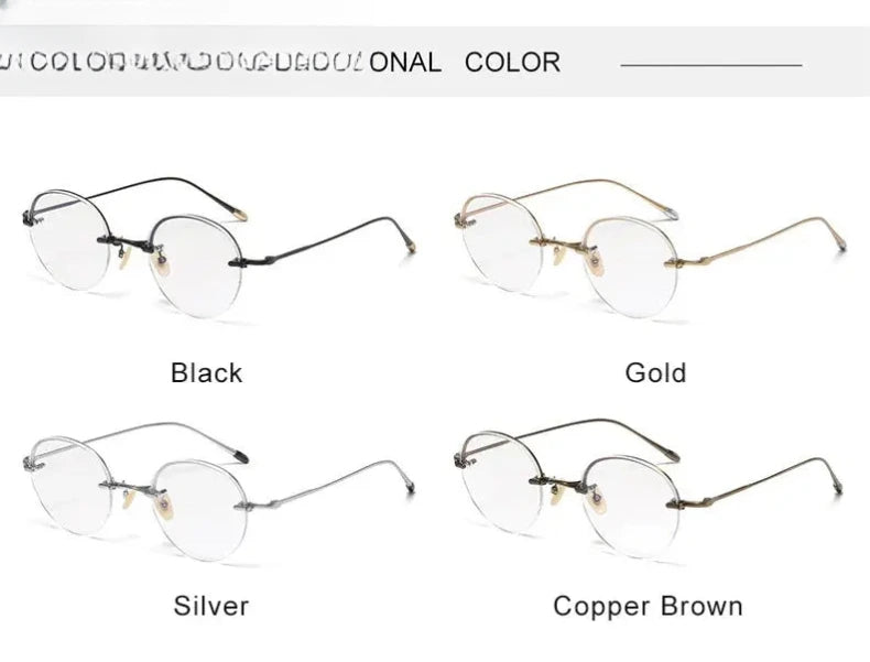 Men's Round Semi-Rimless Titanium Prescription Glasses K5921 — view 12 | Rx Spectacle