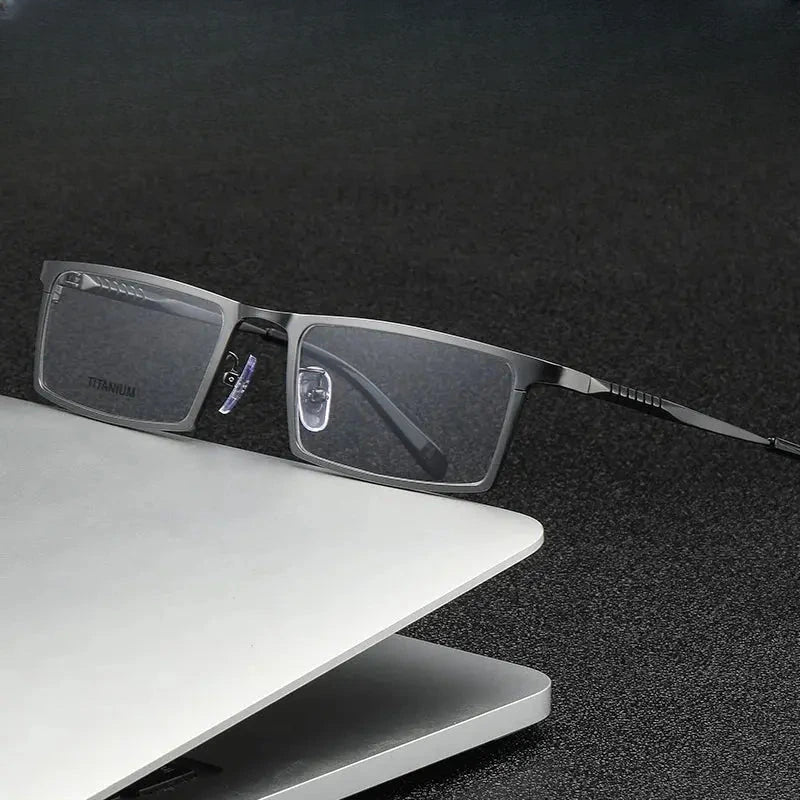 Men's Square Full Rim Titanium Prescription Glasses P8808 — view 1 | Rx Spectacle