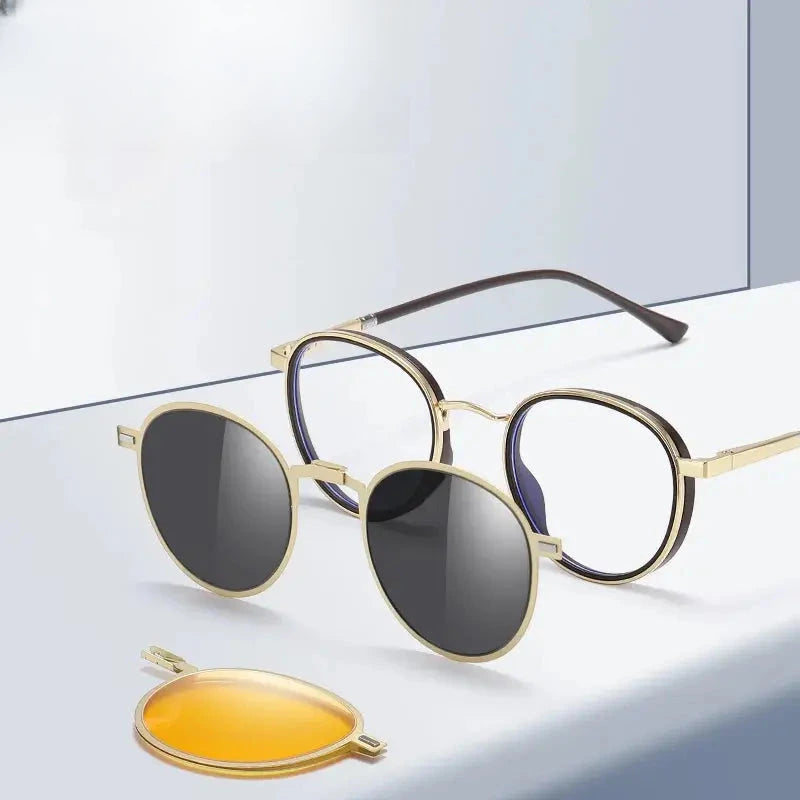 Unisex Oval Full Rim Alloy Clip-On Prescription Glasses 770671 — view 1 | Rx Spectacle