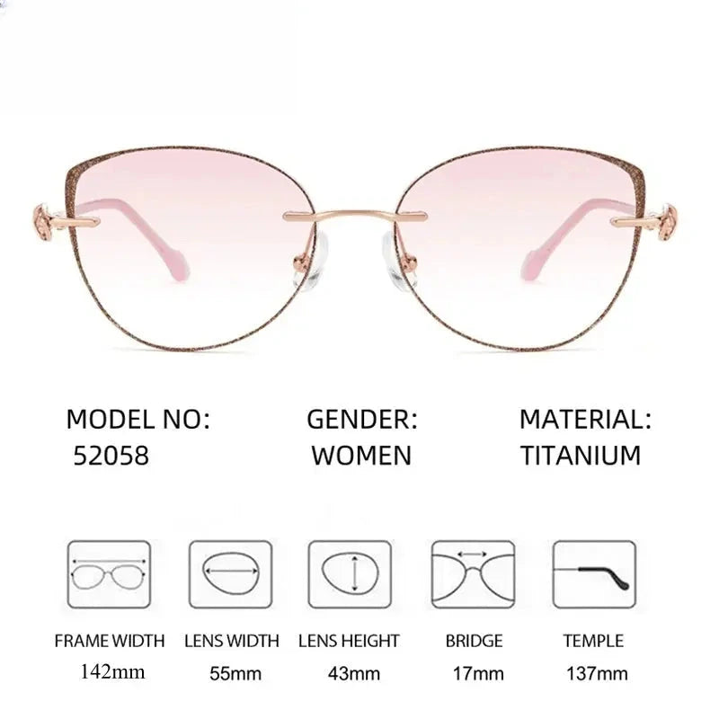 Women's Cat Eye Rimless Titanium Prescription Glasses 652058 — view 2 | Rx Spectacle