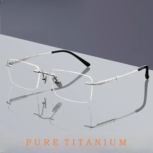 Men's Square Rimless Titanium Prescription Glasses 91091 — view 1 | Rx Spectacle