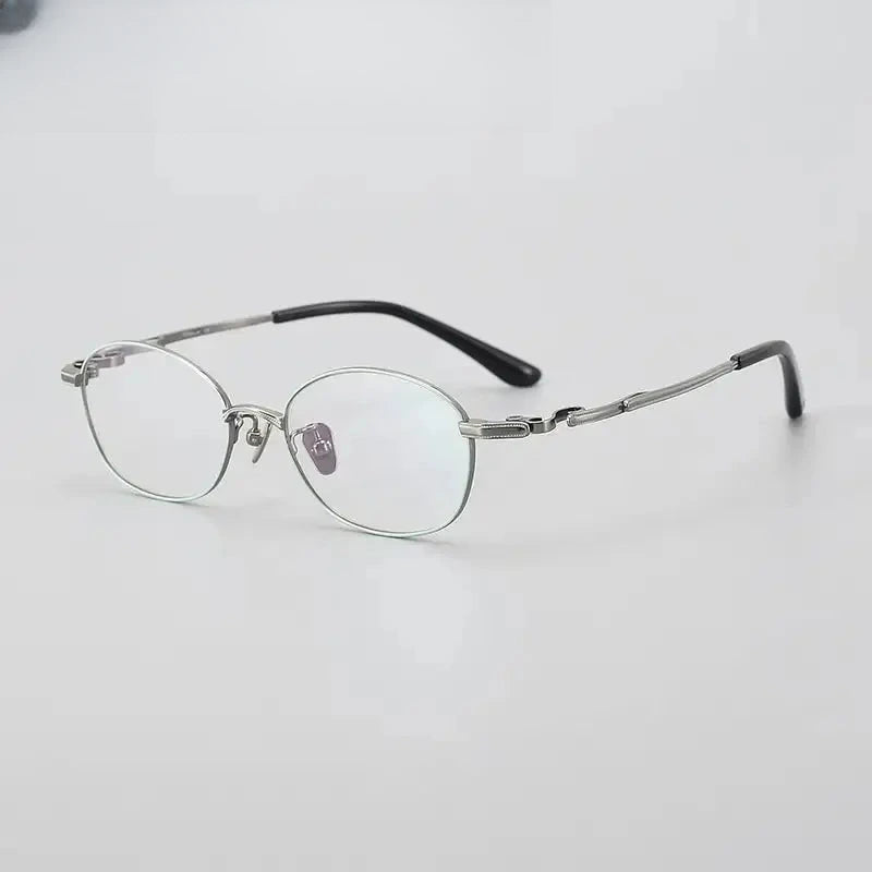 Unisex Oval Full Rim Titanium Prescription Glasses 77049 — view 6 | Rx Spectacle
