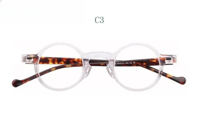 Unisex Round Full Rim Acetate Prescription Glasses Y077 — view 8 | Rx Spectacle