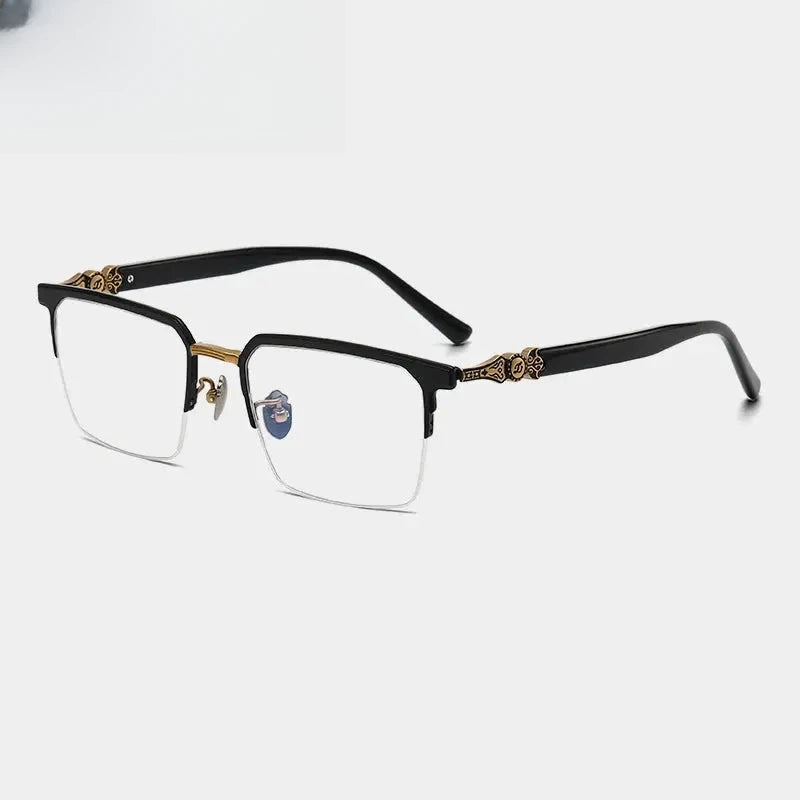 Men's Square Full Rim Titanium Oversized Prescription Glasses 426860 — view 4 | Rx Spectacle