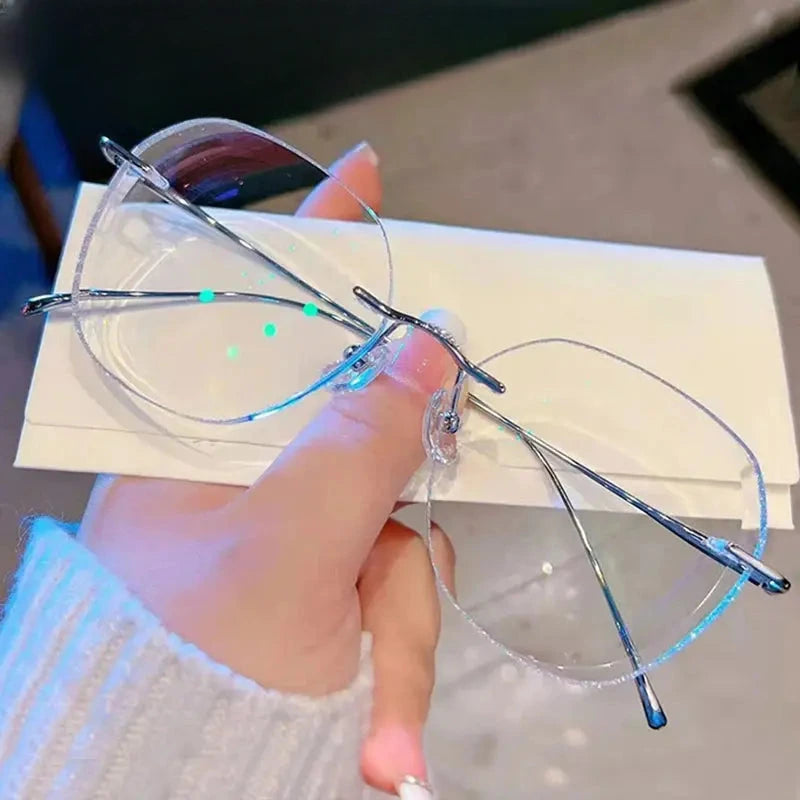 Women's Polygon Rimless Titanium Prescription Glasses 89254 — view 3 | Rx Spectacle