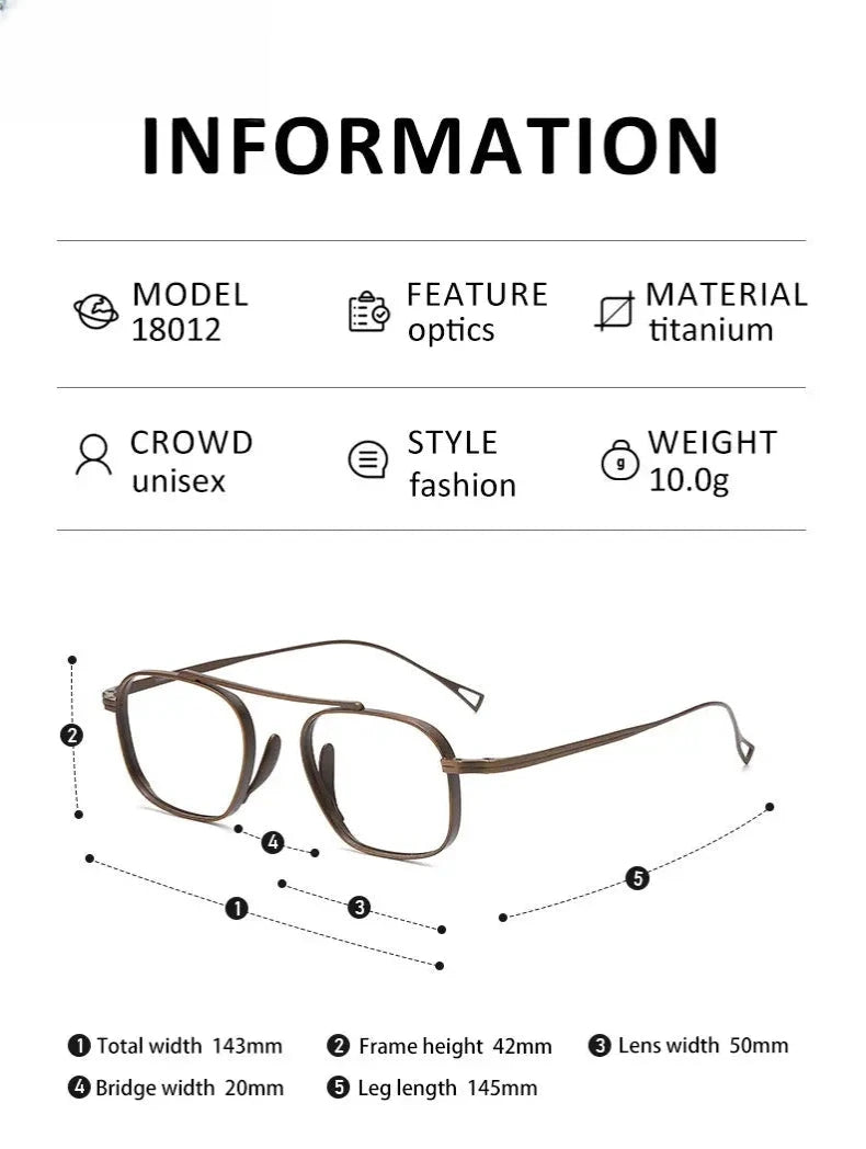 Unisex Square Full Rim Titanium Reading Glasses 49501 — view 2 | Rx Spectacle
