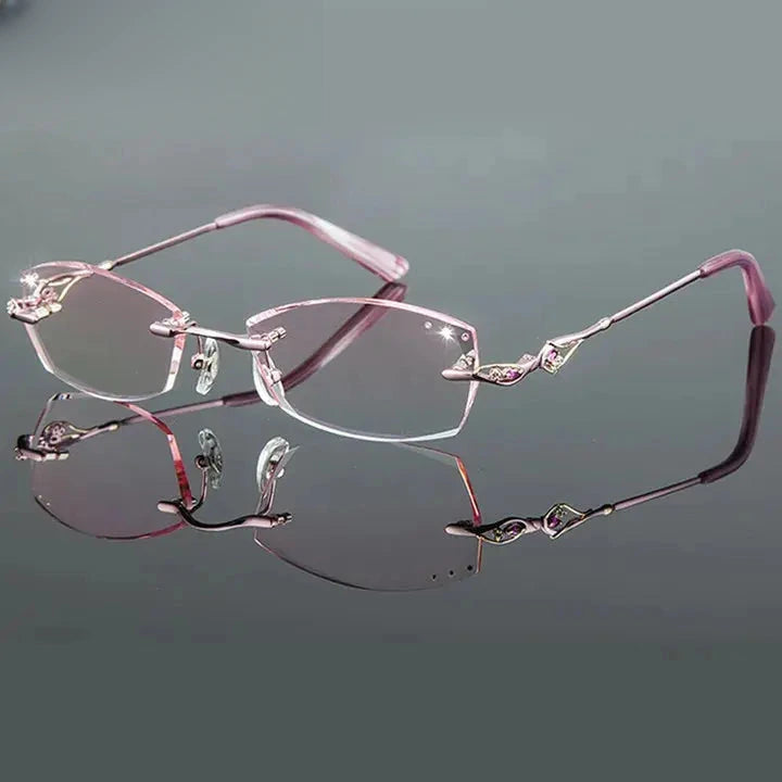 Women's Oval Rimless Titanium Prescription Glasses 80157 — view 5 | Rx Spectacle