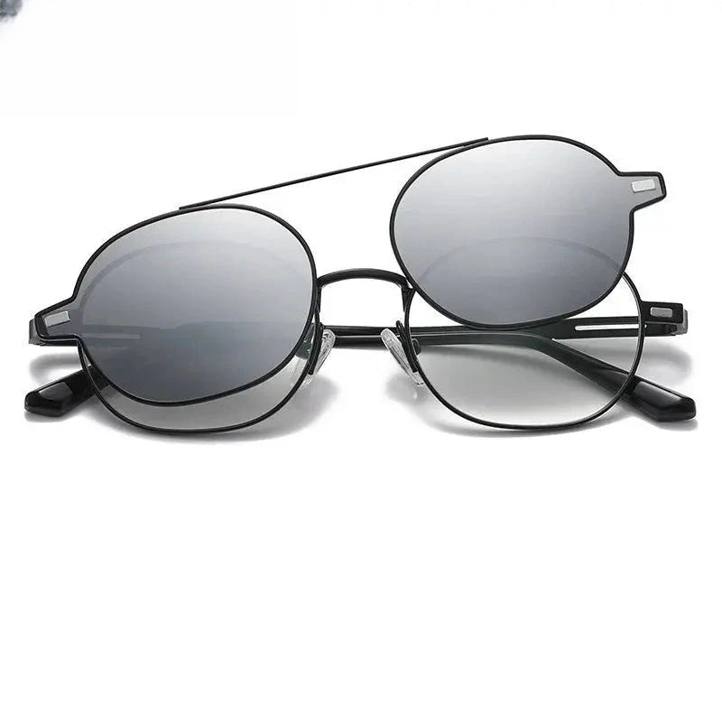 Unisex Oval Full Rim Alloy Clip-On Prescription Glasses 8802 — view 7 | Rx Spectacle