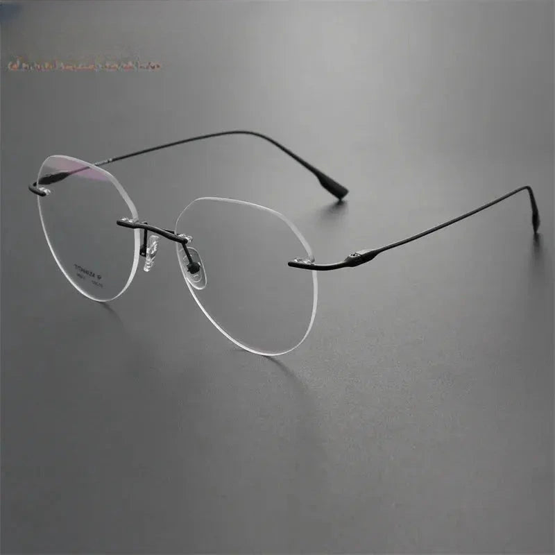 Women's Round Rimless Titanium Flat Top Prescription Glasses 896611 — view 5 | Rx Spectacle
