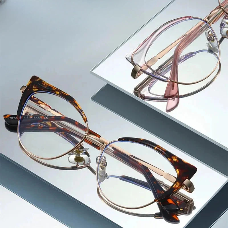 Women's Cat Eye Full Rim Titanium Prescription Glasses 68732 — view 1 | Rx Spectacle