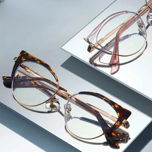 Women's Cat Eye Full Rim Titanium Prescription Glasses 68732 — view 1 | Rx Spectacle