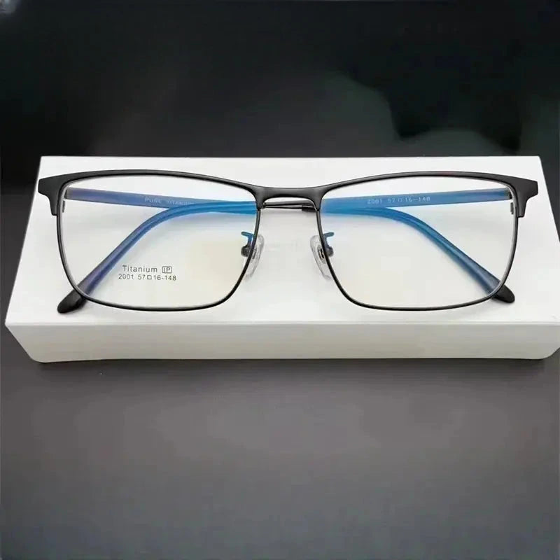 Men's Square Semi-Rimless Titanium Prescription Glasses 62001 — view 5 | Rx Spectacle