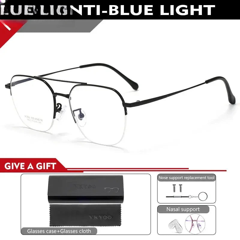 Unisex Square Full Rim Titanium Double Bridge Reading Glasses 517052 — view 5 | Rx Spectacle