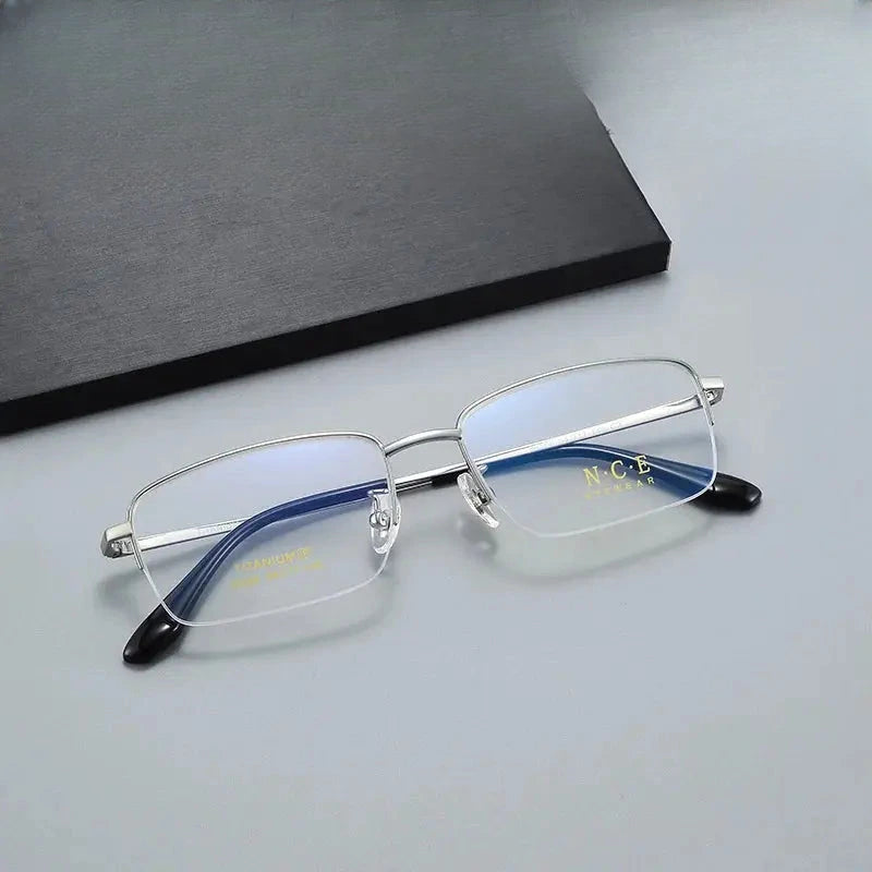 Women's Square Semi-Rimless Titanium Prescription Glasses 88568 — view 1 | Rx Spectacle