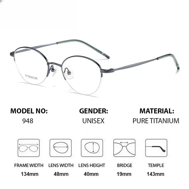 Women's Round Semi-Rimless Titanium Prescription Glasses 72948 — view 2 | Rx Spectacle