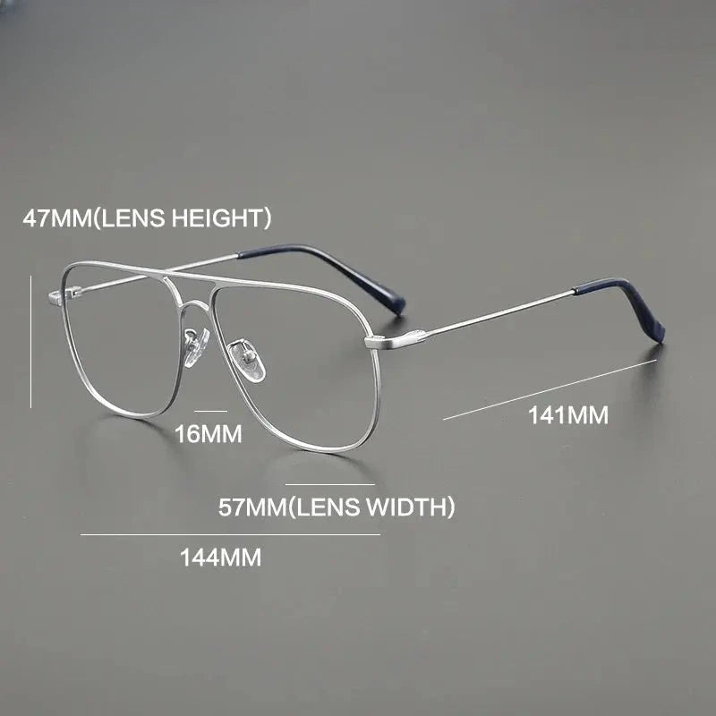 Unisex Square Full Rim Titanium Double Bridge Prescription Glasses Gxyj1241 — view 3 | Rx Spectacle