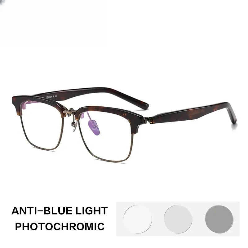Unisex Square Full Rim Titanium Reading Glasses 62796 — view 3 | Rx Spectacle