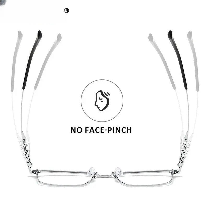 Unisex Square Semi-Rimless Titanium Oversized Reading Glasses 9027 — view 4 | Rx Spectacle