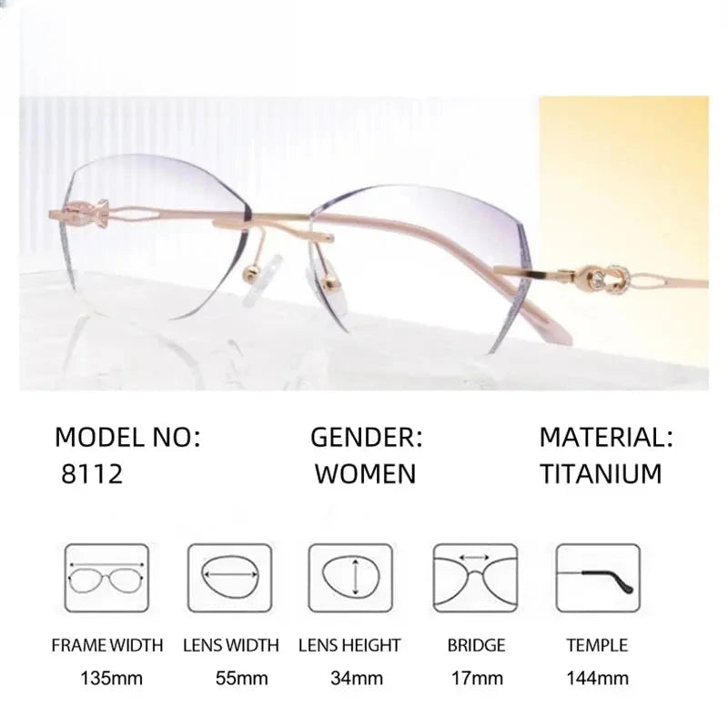 Women's Oval Rimless Titanium Prescription Glasses 698112 — view 2 | Rx Spectacle