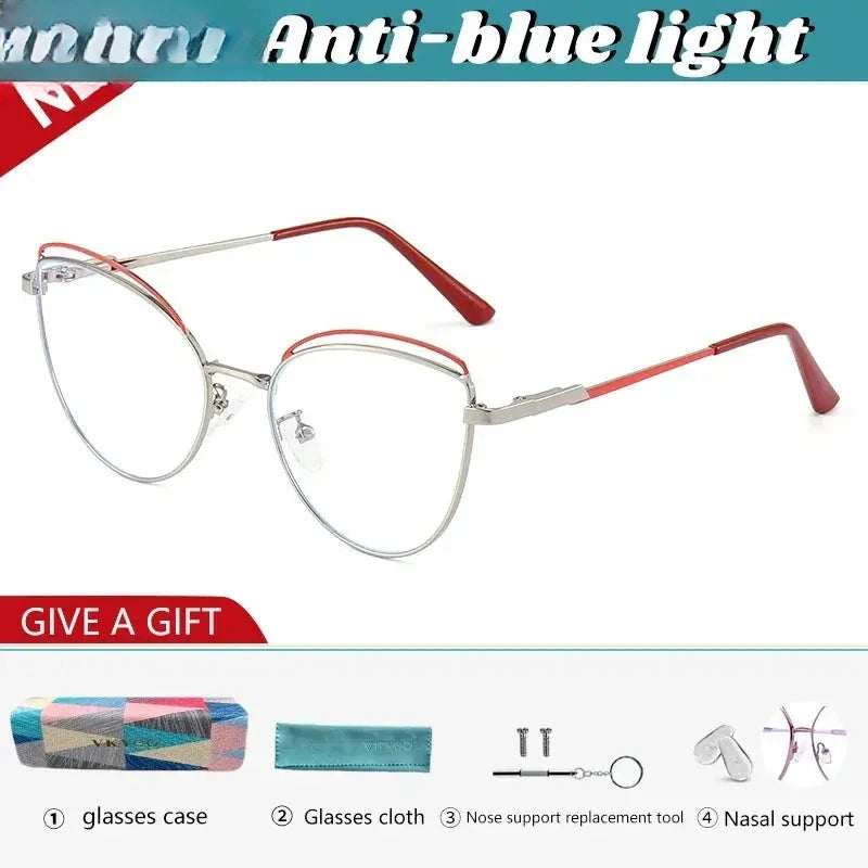Women's Cat Eye Full Rim Alloy Reading Glasses 49745 — view 11 | Rx Spectacle