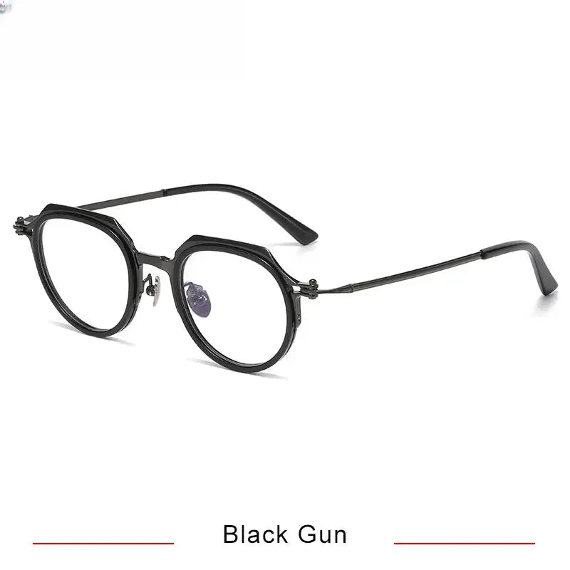 Unisex Oval Full Rim Titanium Flat Top Prescription Glasses 315872 — view 6 | Rx Spectacle