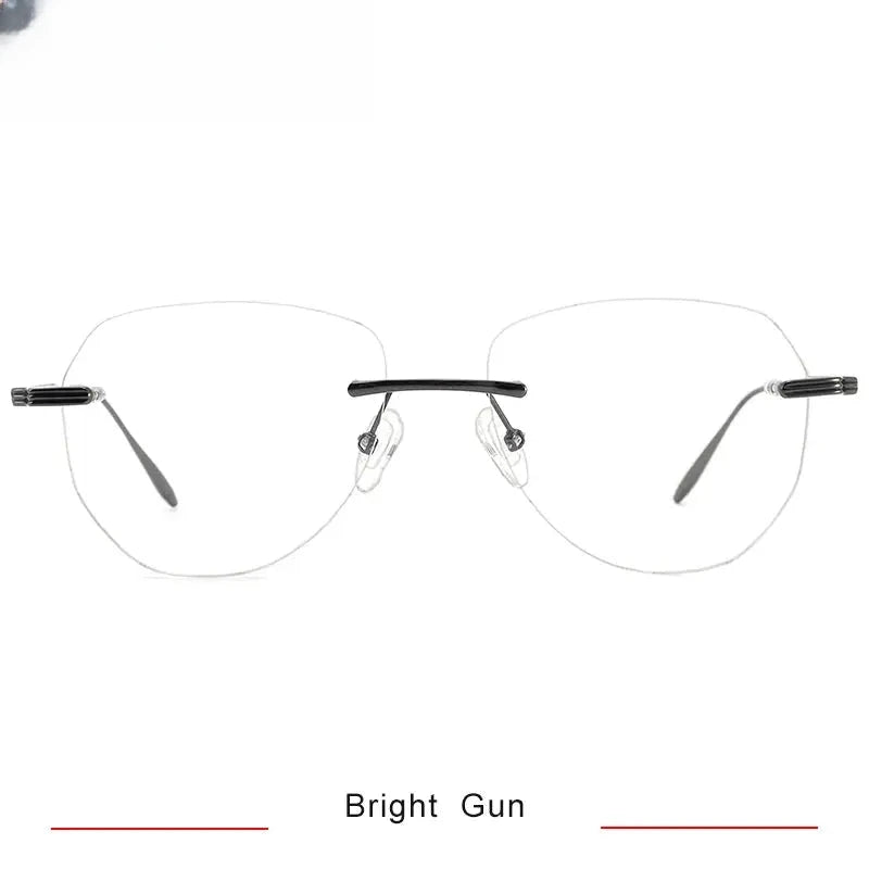 Women's Round Rimless Titanium Flat Top Prescription Glasses 16084 — view 3 | Rx Spectacle