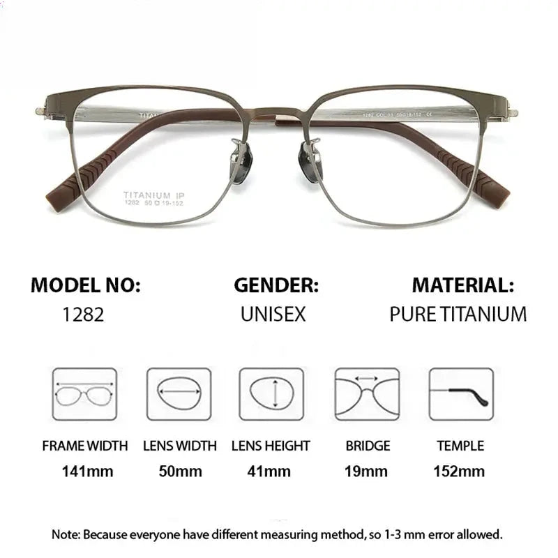 Unisex Square Full Rim Titanium Prescription Glasses 881282 — view 2 | Rx Spectacle