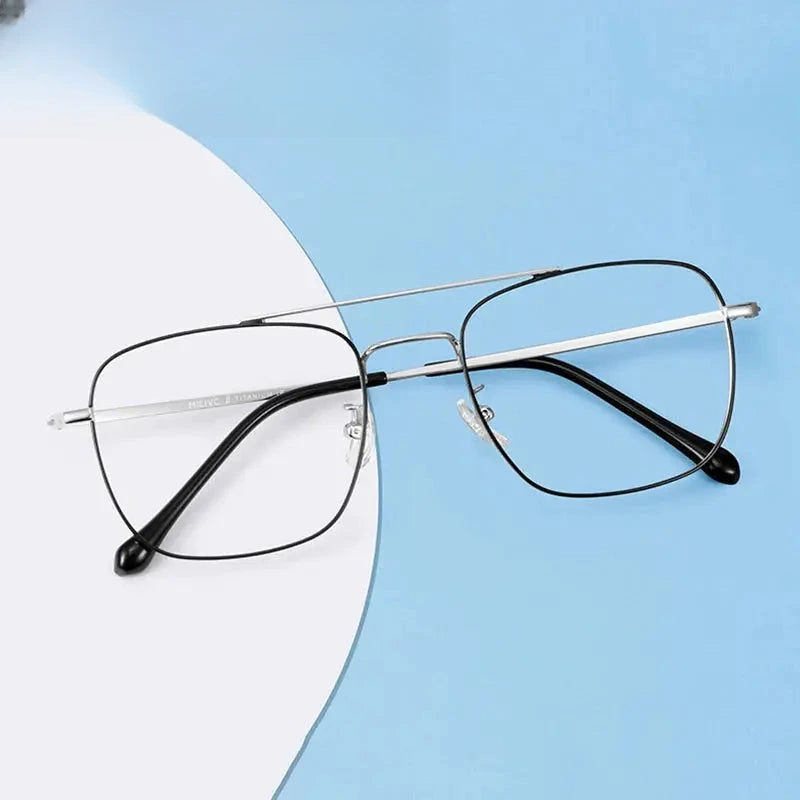 Unisex Square Full Rim Titanium Double Bridge Prescription Glasses 860670 — view 1 | Rx Spectacle