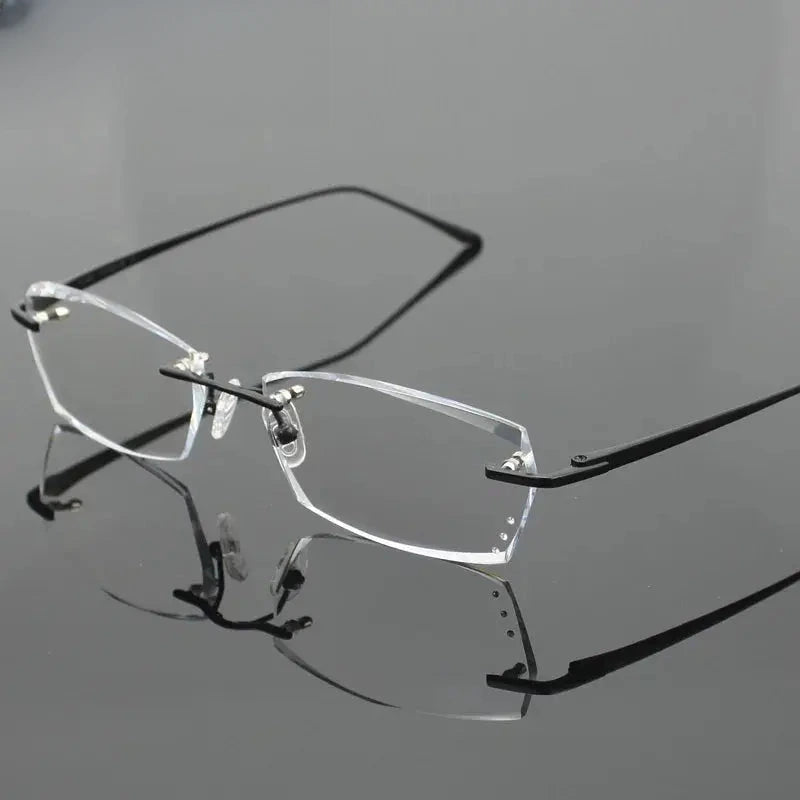 Men's Square Rimless Titanium Prescription Glasses 24077 — view 7 | Rx Spectacle