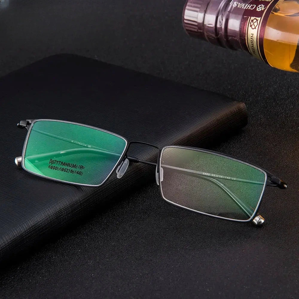 Men's Square Full Rim Titanium Prescription Glasses 69004 — view 1 | Rx Spectacle