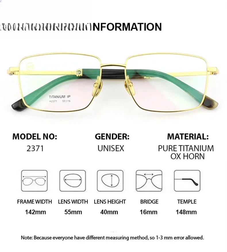 Men's Square Full Rim Titanium Prescription Glasses 792371 — view 3 | Rx Spectacle