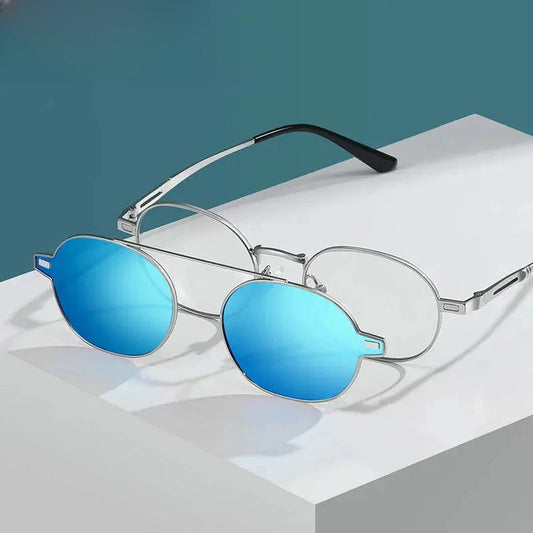 Unisex Oval Full Rim Alloy Clip-On Prescription Glasses 8802 — view 1 | Rx Spectacle