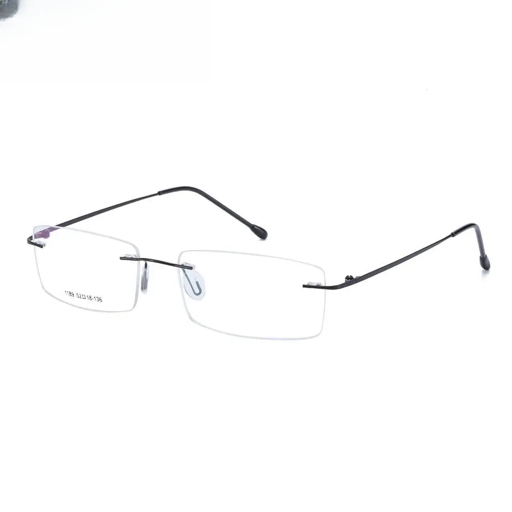 Men's Rectangular Rimless Titanium Prescription Glasses 1189 — view 2 | Rx Spectacle