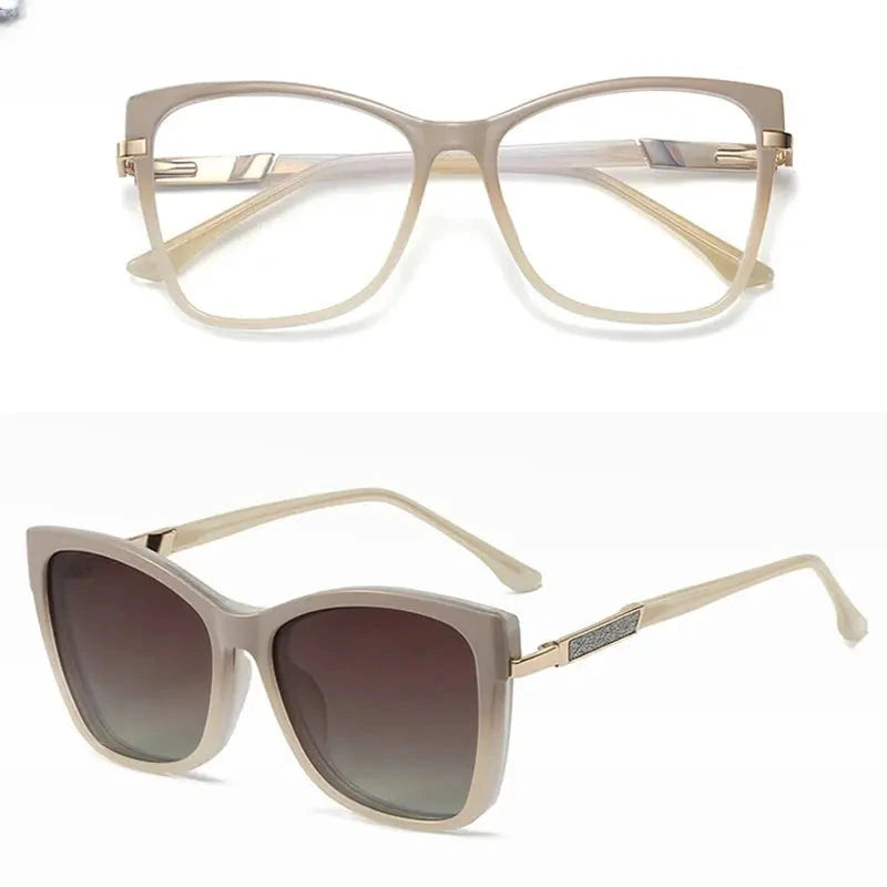 Women's Cat Eye Full Rim Titanium Clip-On Reading Glasses 860032 — view 5 | Rx Spectacle