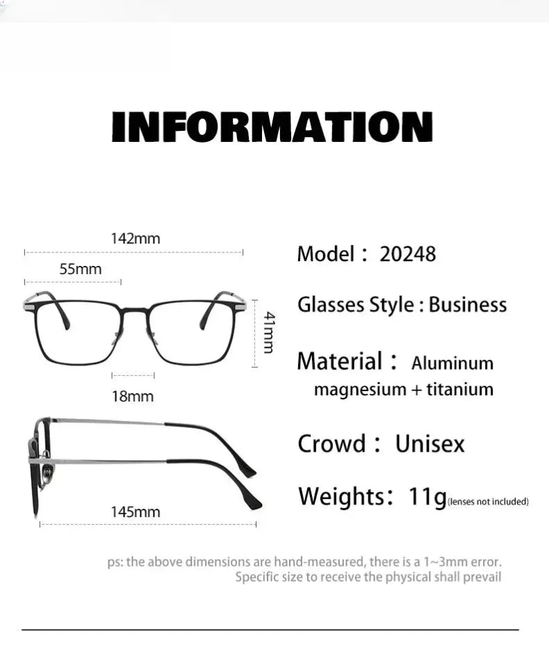 Unisex Square Full Rim Titanium Reading Glasses V2248 — view 12 | Rx Spectacle
