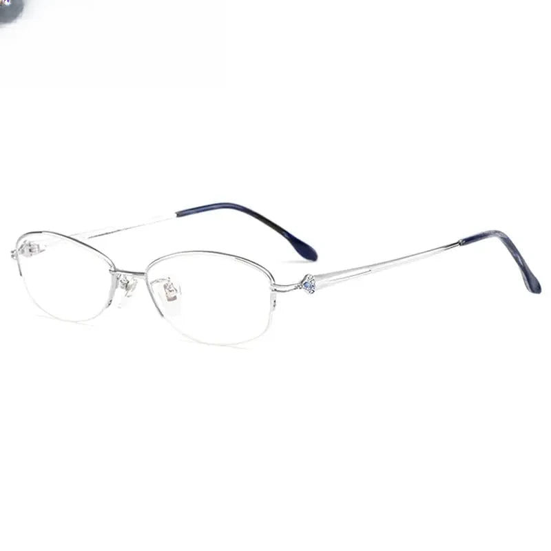 Women's Oval Semi-Rimless Stainless Steel Prescription Glasses 98316 — view 5 | Rx Spectacle