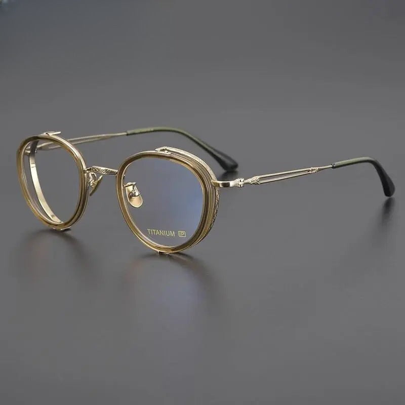 Unisex Round Full Rim Titanium Prescription Glasses Gxyj1050 — view 4 | Rx Spectacle