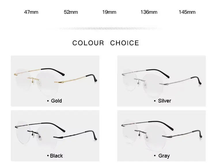 Women's Round Rimless Alloy Prescription Glasses 97057 — view 4 | Rx Spectacle