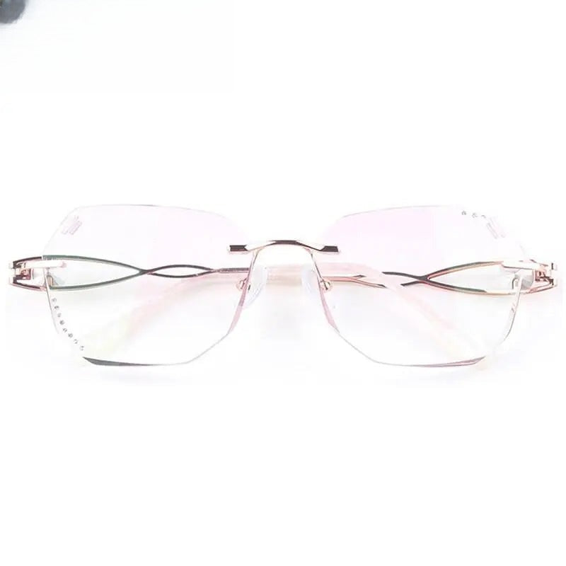 Women's Square Rimless Titanium Prescription Glasses 88023 — view 7 | Rx Spectacle