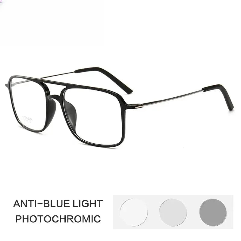 Women's Square Full Rim Titanium Double Bridge Reading Glasses G2235 — view 5 | Rx Spectacle