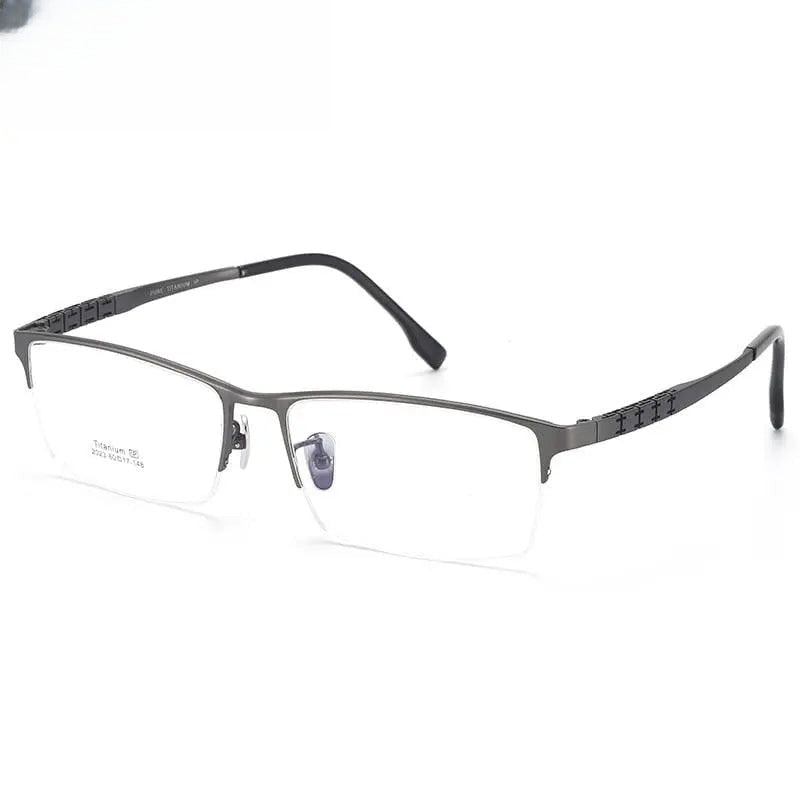 Men's Rectangular Semi-Rimless Titanium Prescription Glasses 2022 — view 4 | Rx Spectacle