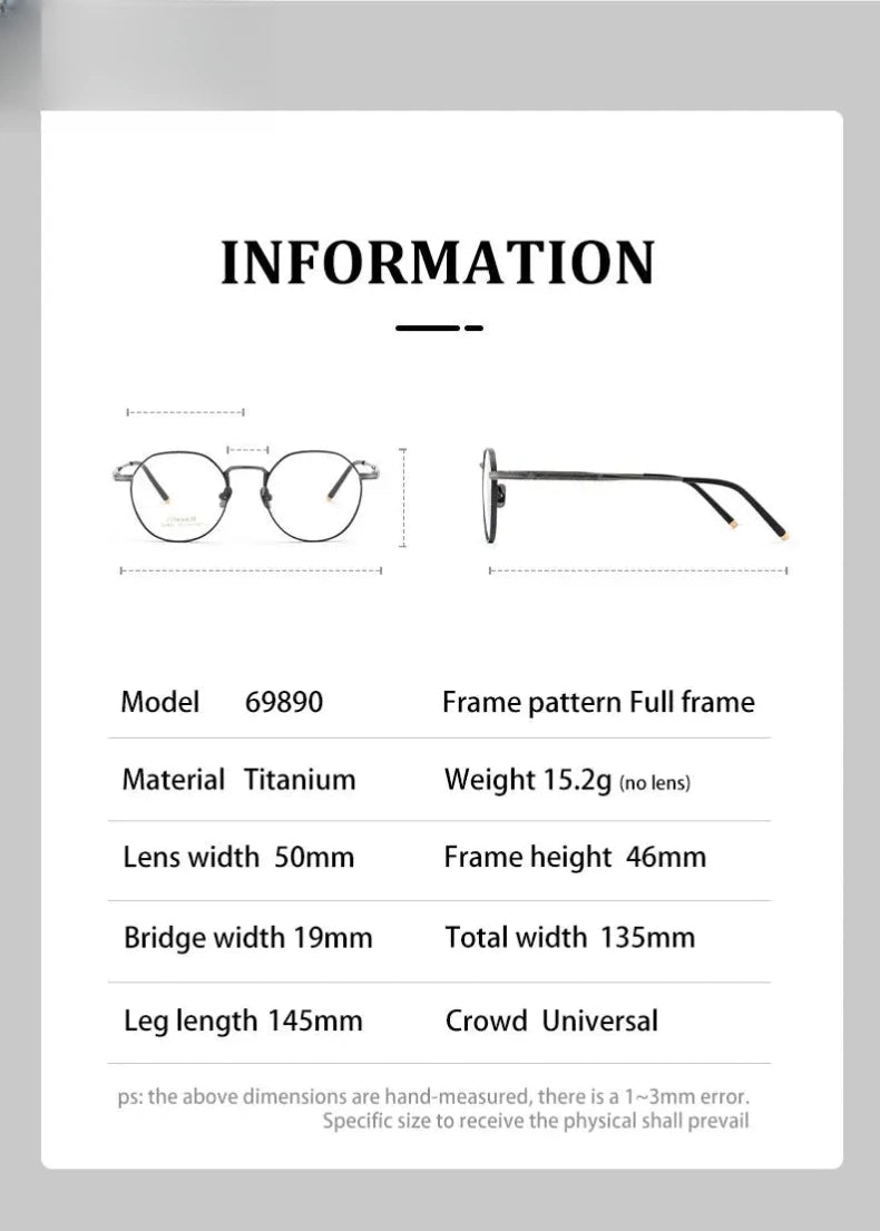 Women's Round Full Rim Titanium Flat Top Reading Glasses 69890 — view 2 | Rx Spectacle