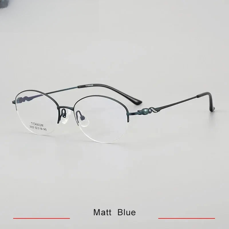 Women's Oval Semi-Rimless Titanium Prescription Glasses 33003 — view 5 | Rx Spectacle