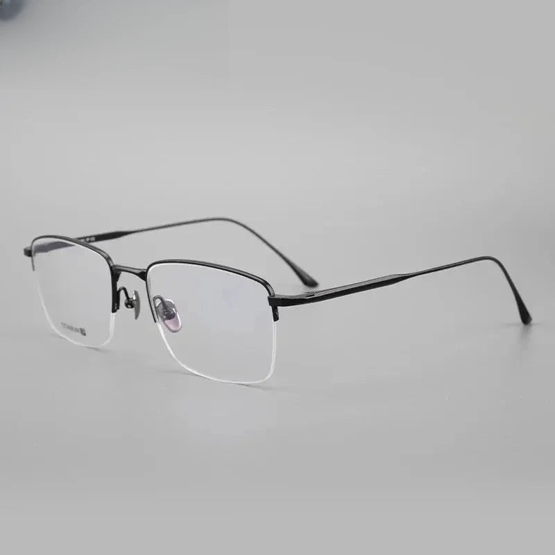 Men's Square Semi-Rimless Titanium Prescription Glasses 3812 — view 8 | Rx Spectacle