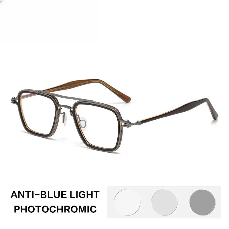 Unisex Square Full Rim Titanium Reading Glasses 75875 — view 4 | Rx Spectacle
