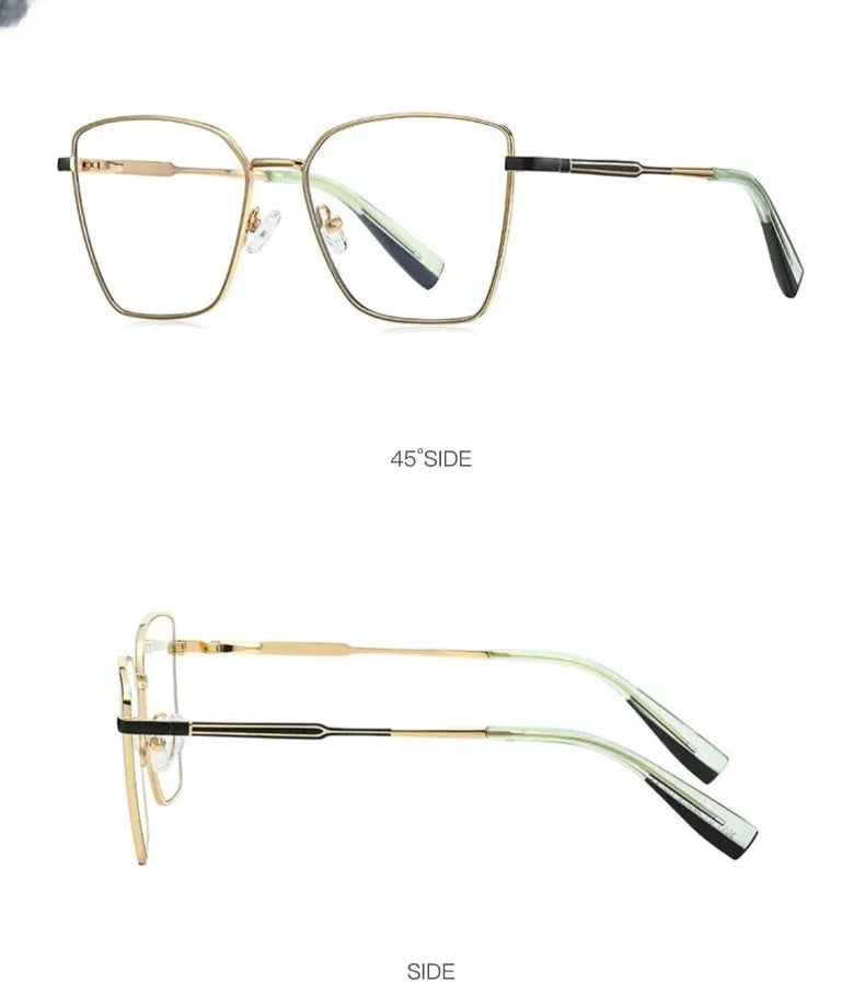 Women's Square Full Rim Alloy Reading Glasses Pfd3051 — view 14 | Rx Spectacle